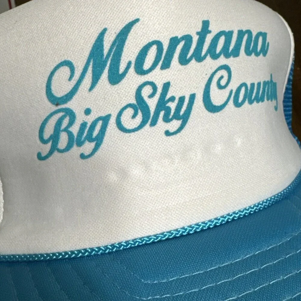 VINTAGE OTTO Montana Big Sky Country Snapback Mesh Hat Blue‎ White Adjustable - Picture 9 of 9